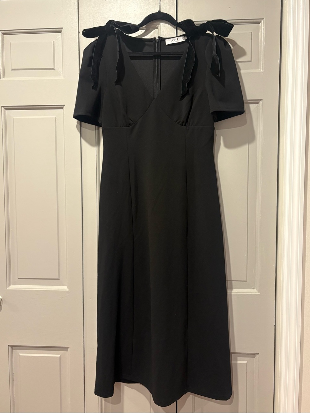 ASTR Black Midi Dress with Tie Shoulders
